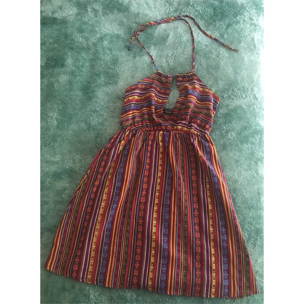 SHEIN Baja Print Backless Halter Top Dress XS